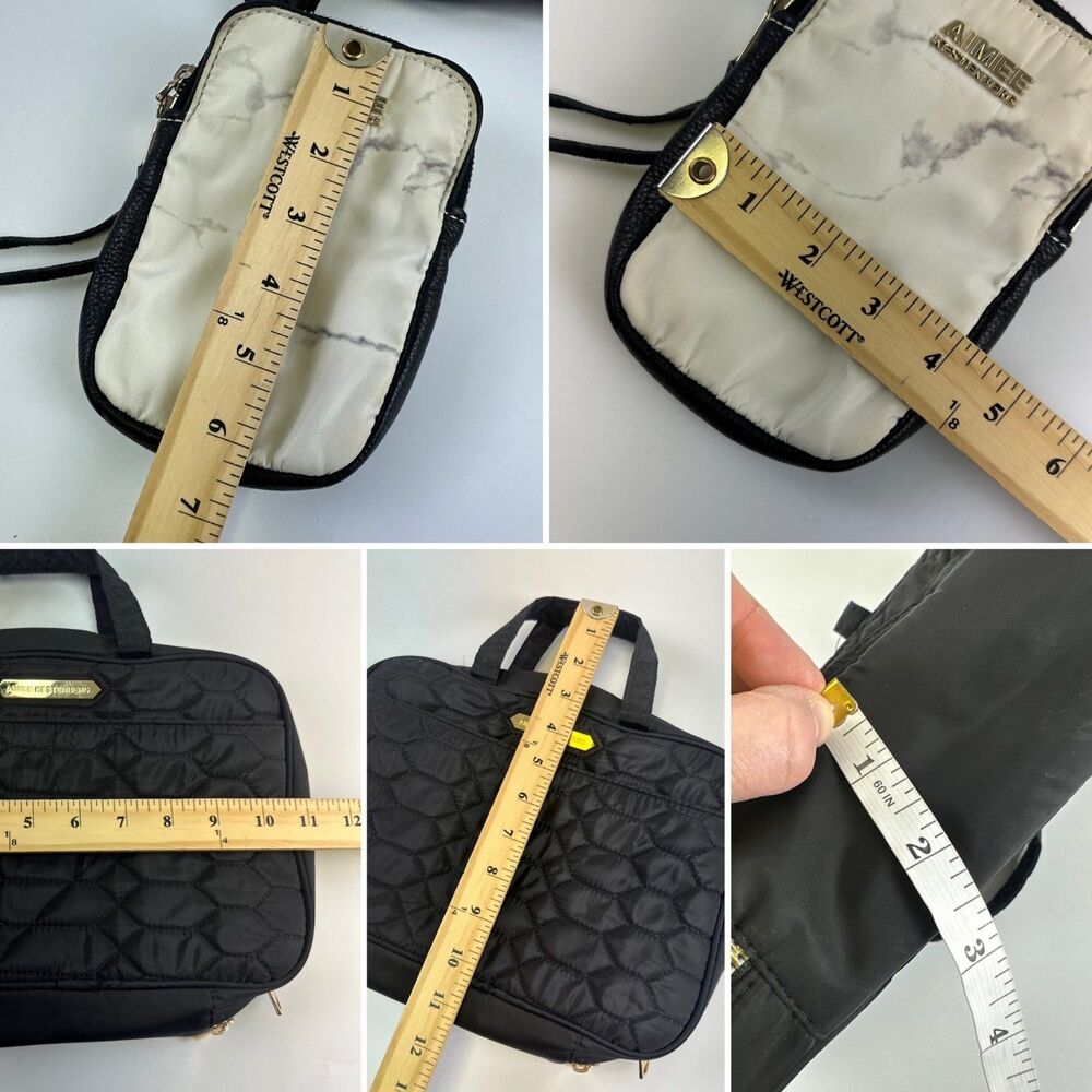 Aimee Kestenberg "Just Saying" Crossbody Marble Print And Black Cosmetic Bag Zip - Picture 9 of 16